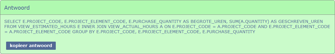 Query input voor query naar data WATCH Call