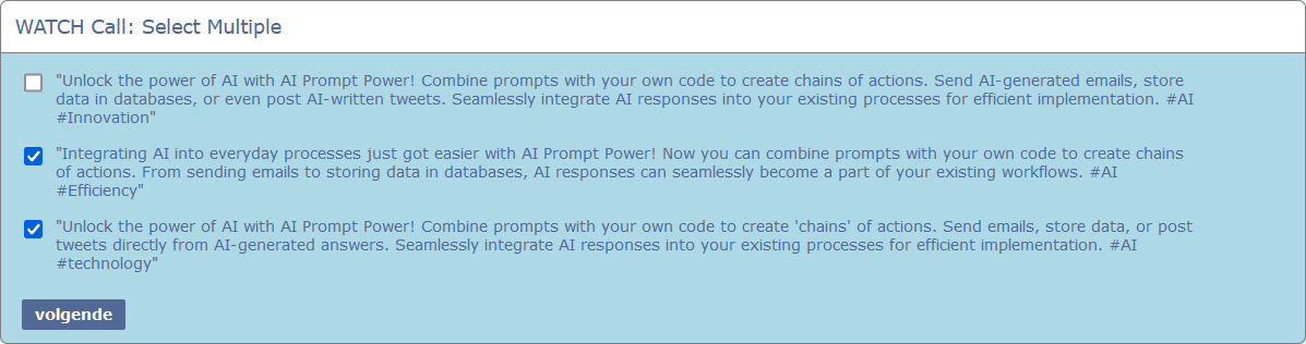 Select multiple WATCH Call