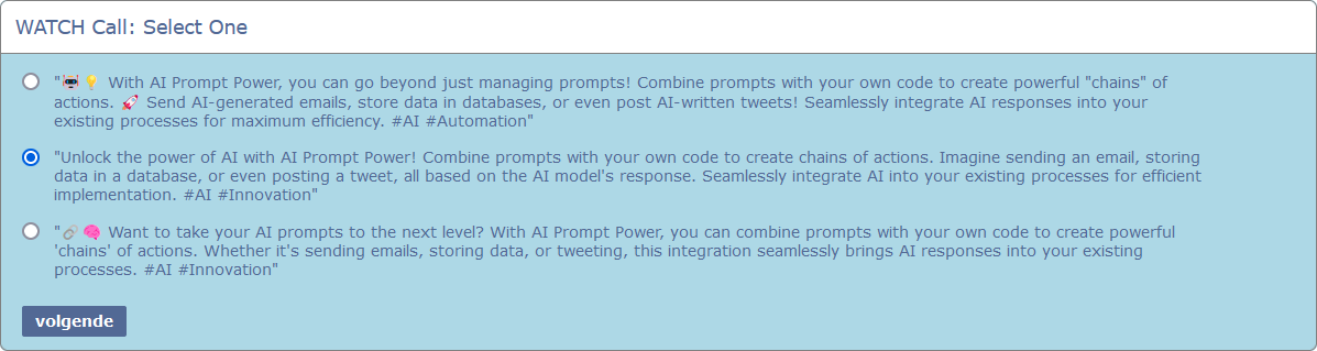 Select one WATCH Call